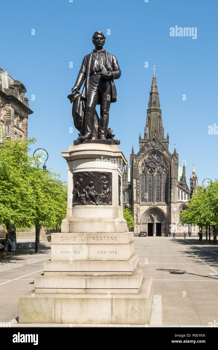 David Livingstone statua, Cattedrale Precinct, Glasgow, Scotland, Regno Unito Foto Stock