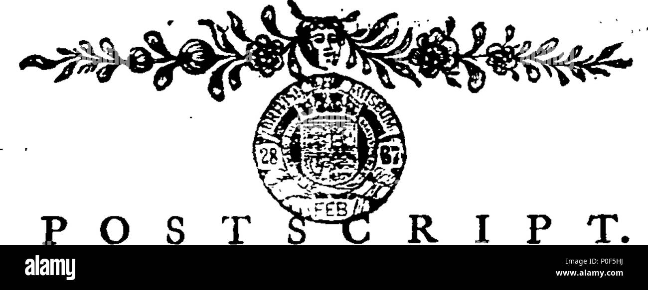 . Inglese: Fleuron dal libro: un trattato sulla gestione della gravidanza e giacente in donne e mezzi di indurimento, ma più in particolare per prevenire i disturbi principali a cui essi sono soggetti. Insieme con alcune nuove indicazioni relative alla consegna del bambino e della placenta in naturale delle nascite illustrato con casi. da Carlo Bianco, Esq. F.R.S. L'uomo ostetrica al giacente in ospedale a Manchester in Inghilterra, &c. &C. 237 un trattato sulla gestione della gravidanza e giacente in donne Fleuron W029571-37 Foto Stock