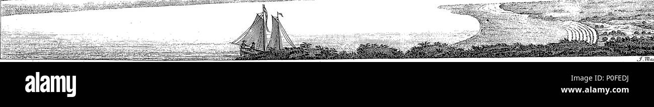 . Inglese: Fleuron dal libro: un viaggio intorno al mondo, negli anni MDCCXL, I, II, III, IV. Da George Anson, Esq; ora Lord Anson, comandante in capo di uno squadrone di sua maestà di navi, inviato su una spedizione al South-Seas. Compilato da le sue carte e materiali, da Richard Walter, M. A. Cappellano di Sua Maestà della nave il centurione, in spedizione. Illustrato con quarantadue di rame-piastre. 249 Un viaggio intorno al mondo, negli anni MDCCXL, I, II, III, IV Fleuron T171346-10 Foto Stock