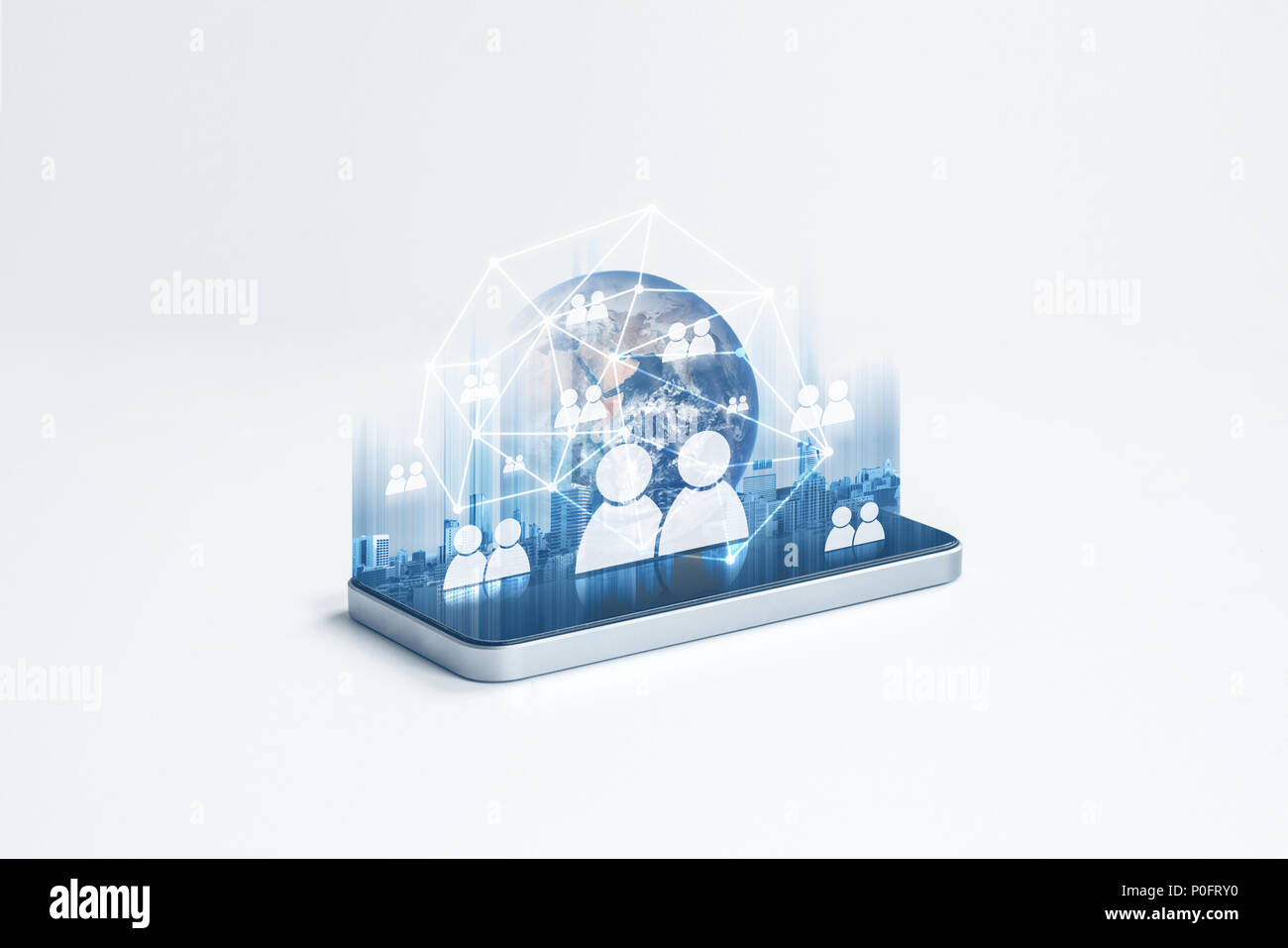 La rete sociale, telefono mobile rete internet e la tecnologia della comunicazione. Elemento di questa immagine sono arredate dalla NASA Foto Stock