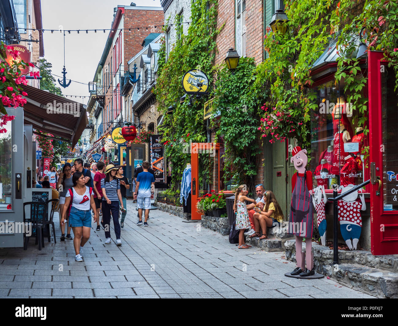 Rue du Petit-Champlain, inferiore Vieux Quebec, la Città Vecchia, la città di Québec, Canada. Foto Stock