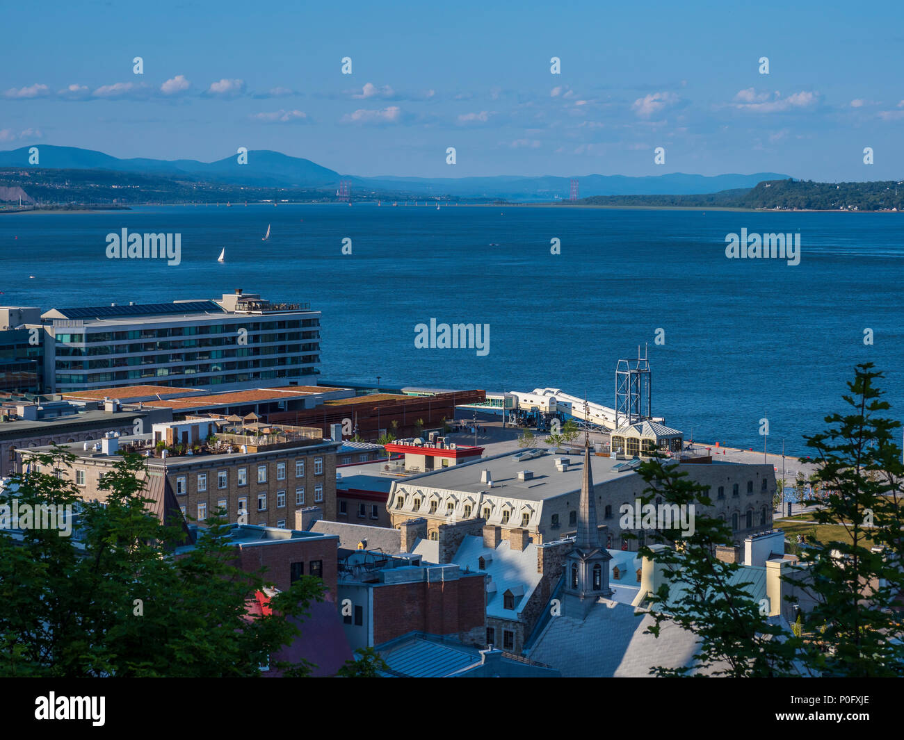 Fiume San Lorenzo, Vieux Quebec, la Città Vecchia, la città di Québec, Canada. Foto Stock