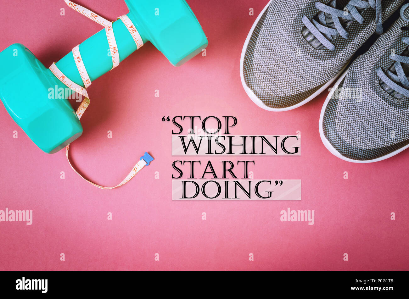 Basta sognare. Iniziare a fare. Allenamento fitness Palestra motivazione preventivo. Foto Stock