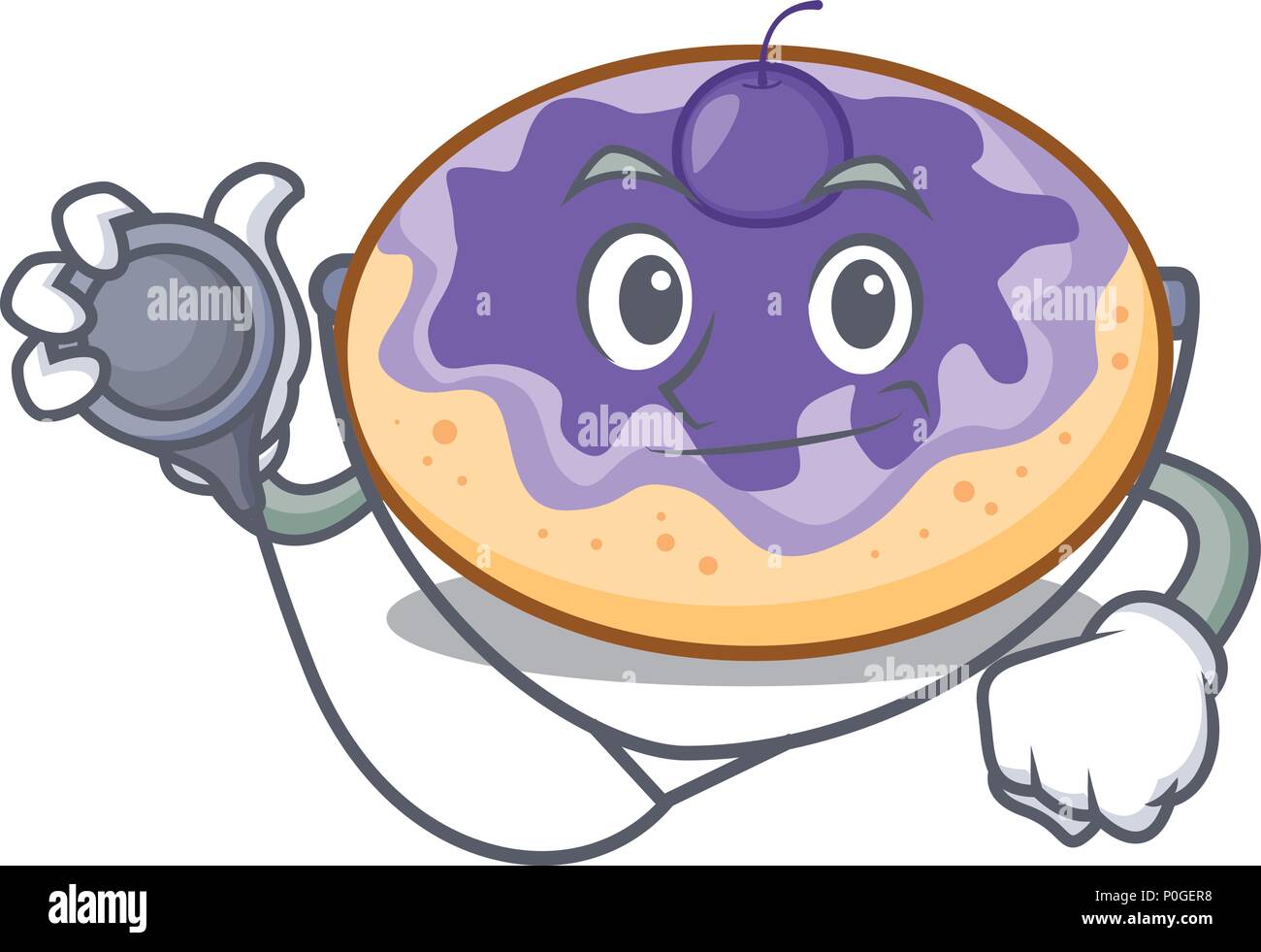 Medico ciambella mirtillo personaggio cartoon Illustrazione Vettoriale