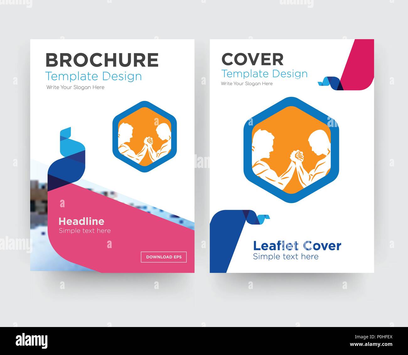 Il braccio di wrestling, brochure flyer design modello astratto con sfondo fotografico, tendenza minimalista business corporate roll up o relazione annuale Illustrazione Vettoriale
