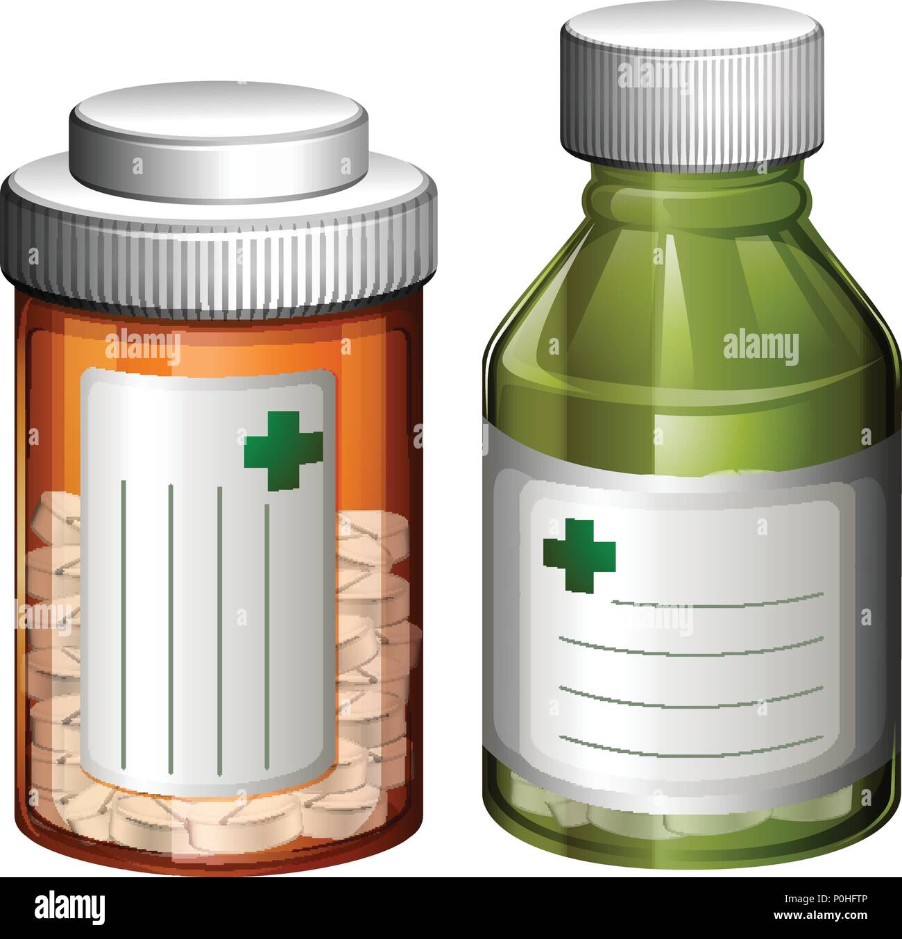 Un set di medicina bottiglia illustrazione Illustrazione Vettoriale