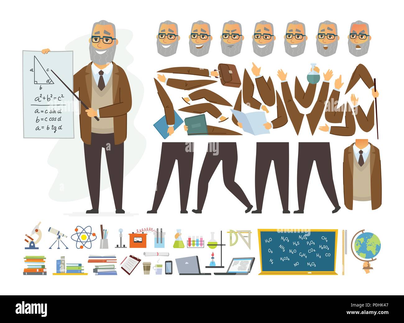 Insegnante - vector cartoon persone costruttore di caratteri Illustrazione Vettoriale
