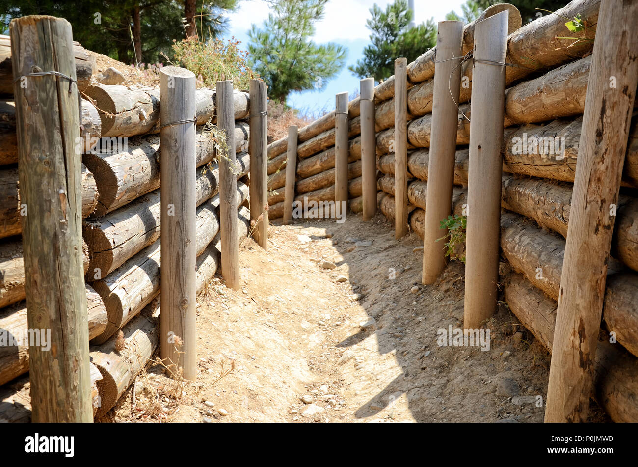 Trincee di guerra di Gallipoli a Canakkale Martire's Memorial Grounds, Canakkale, Turchia Foto Stock