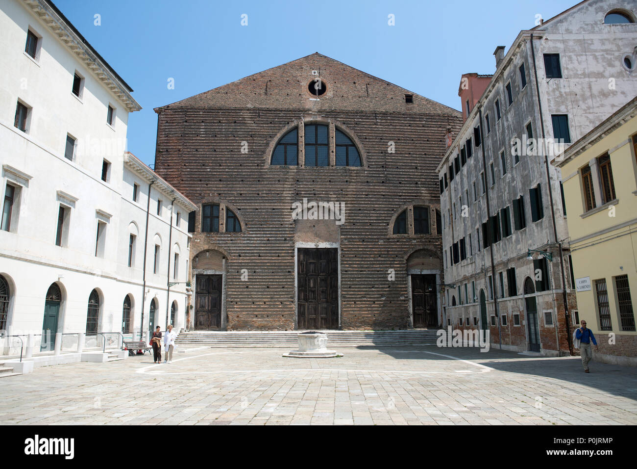 Campo San Lorenzo nel sestiere di Castello a Venezia, Italia Foto Stock