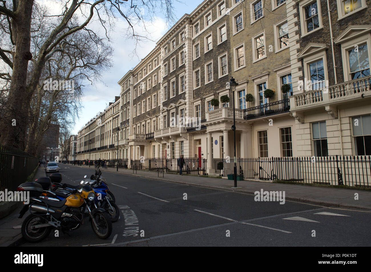 Una strada in area di Bloomsbury a Londra in Inghilterra Foto Stock