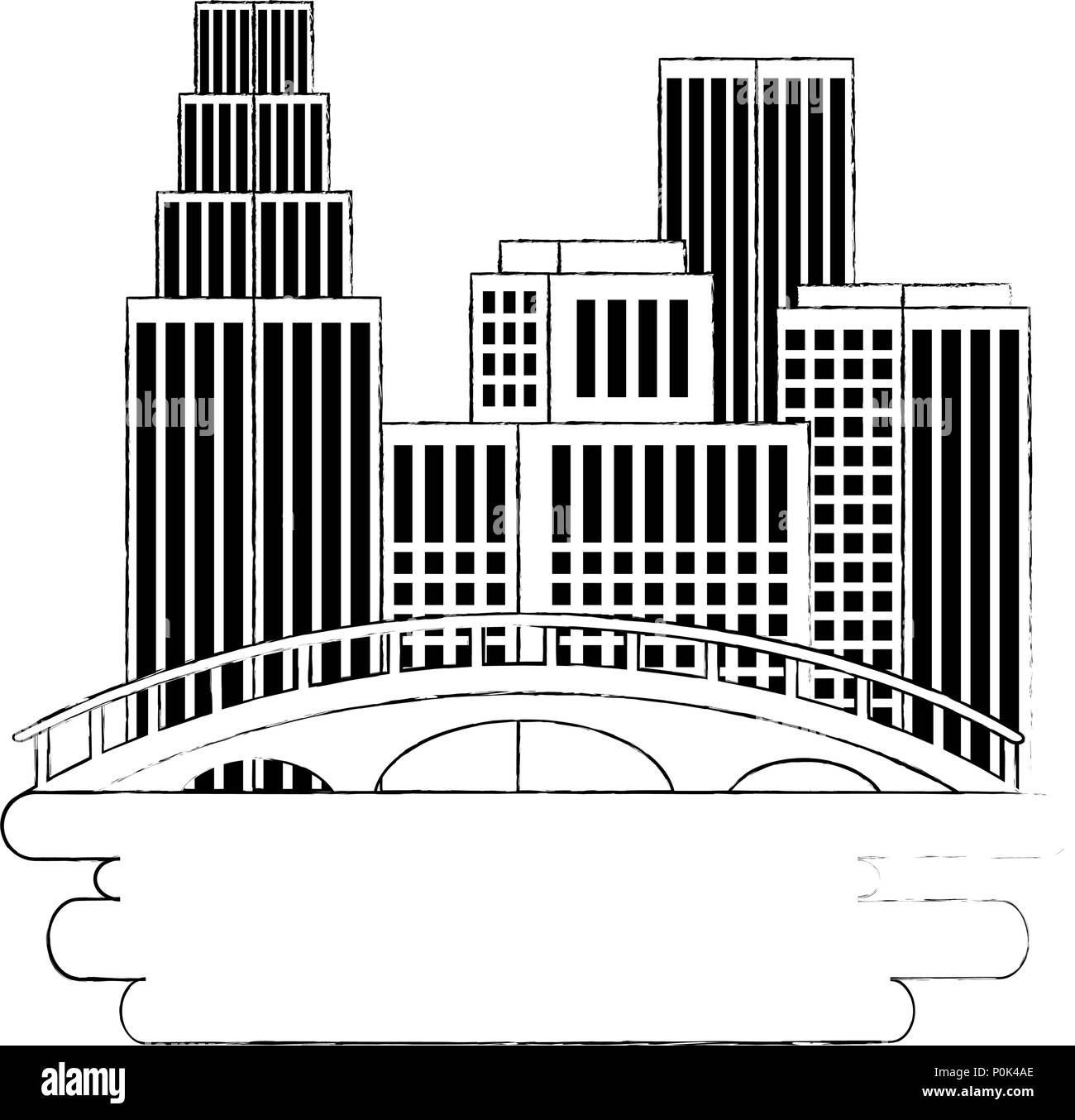 La città di vancouver con ponte burrard illustrazione vettoriale design Illustrazione Vettoriale