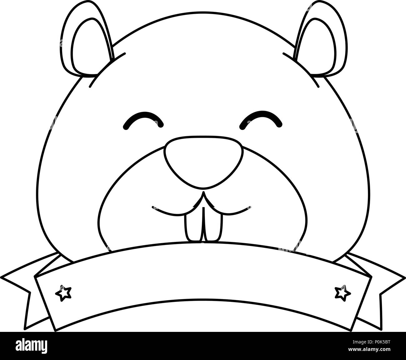 Carino marmotta canadese con nastro Illustrazione Vettoriale