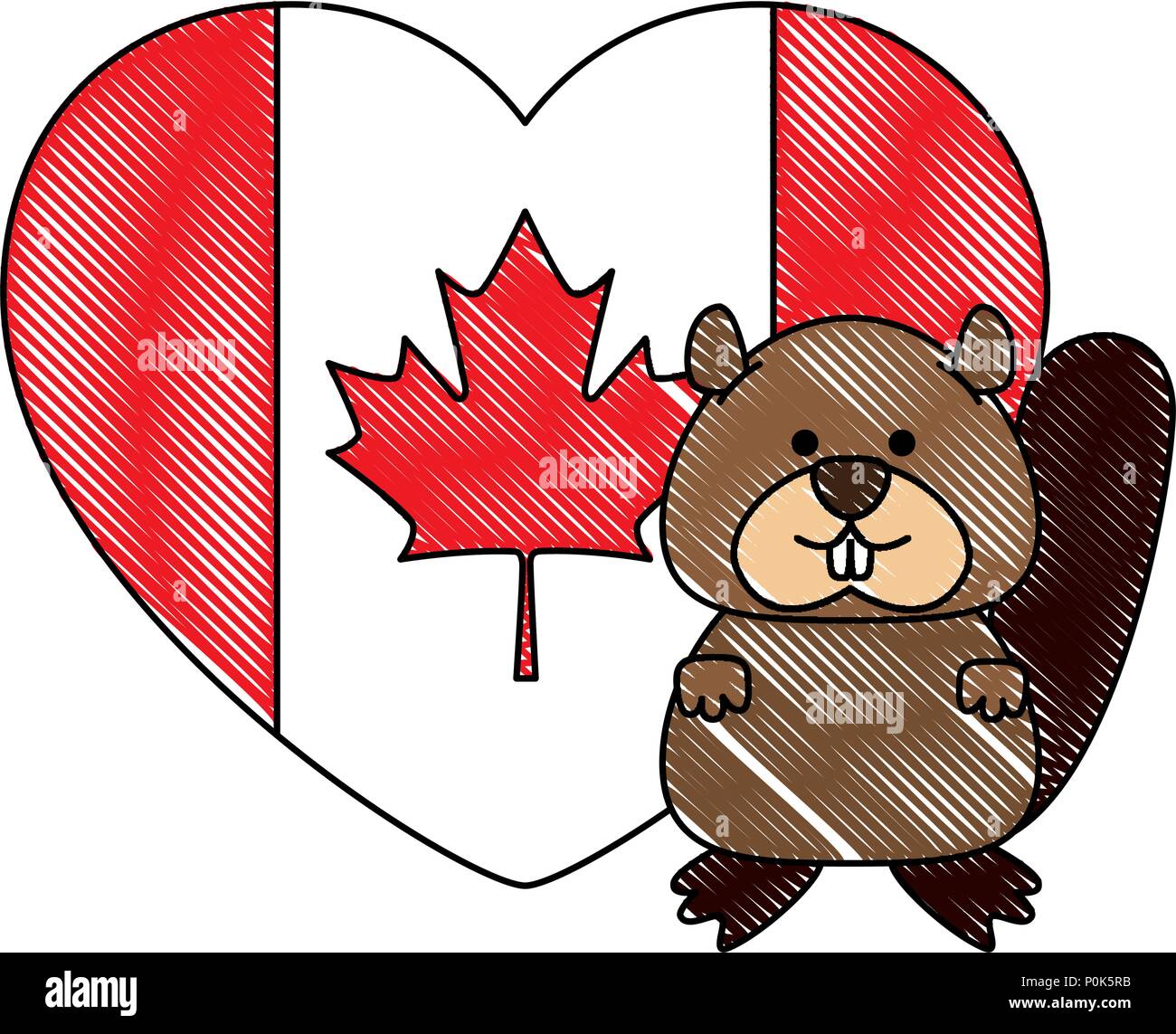 Carino marmotta canadese con cuore Illustrazione Vettoriale