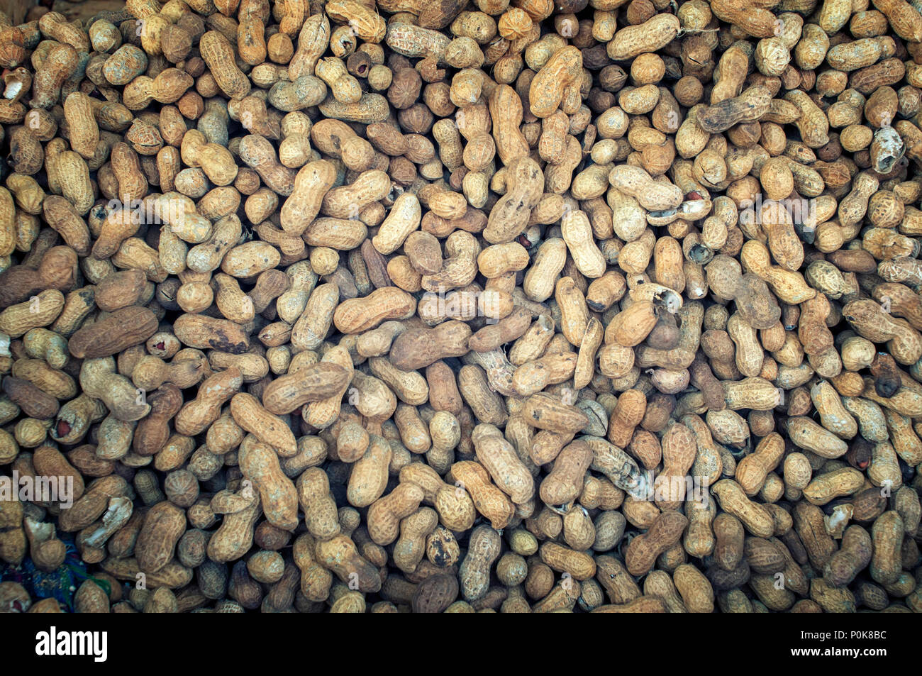 Cumulo di gusci di arachidi Foto Stock