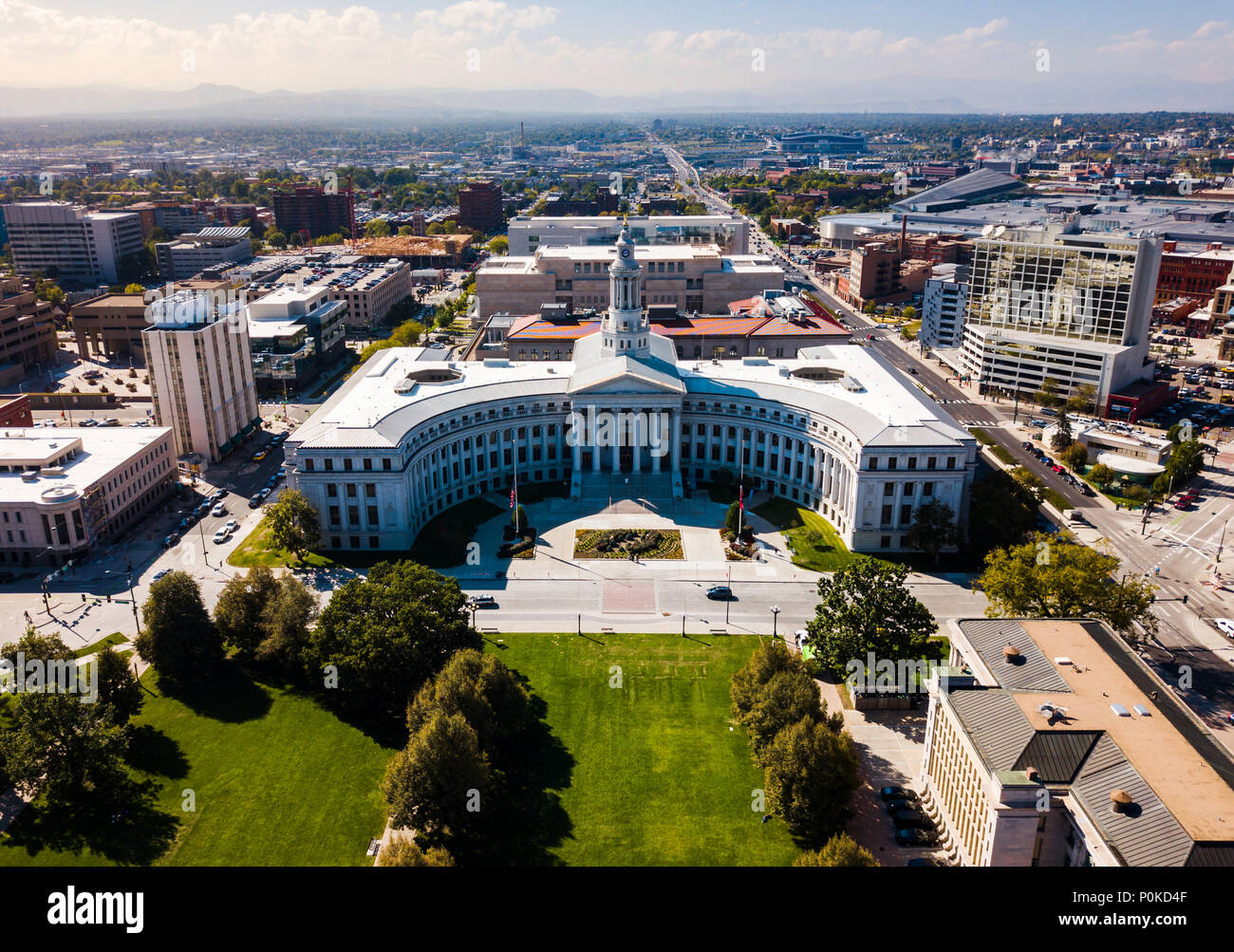 Colorado State Capitol Building e Denver cityscape vista aerea Foto Stock