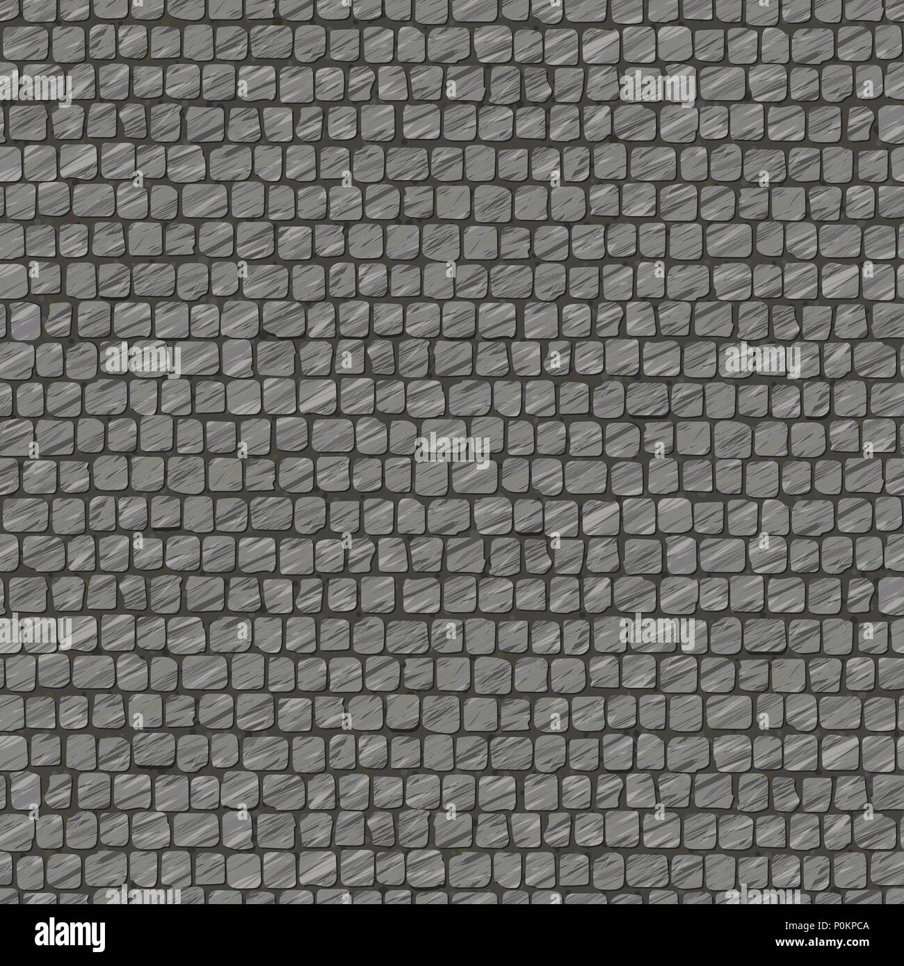 Strada squadrato cobblestone pavement. In vecchio stile. Abstract seamless pattern. La pavimentazione stradale tessitura della pietra utile come sfondo. Carreggiata di pietra. Illustrazione Vettoriale