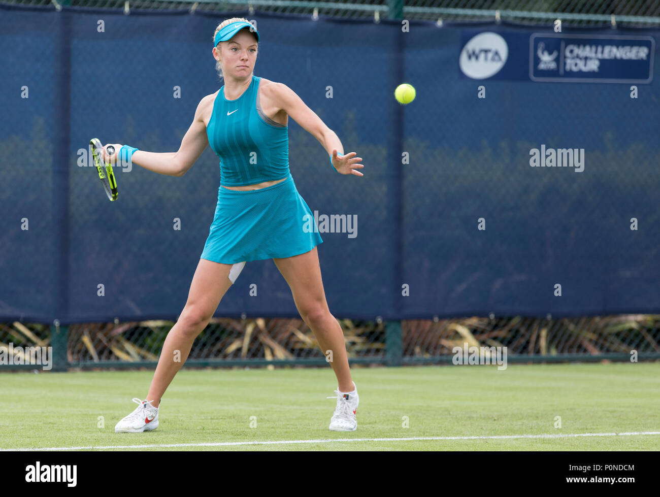 Katie Swan tennis in azione durante la natura Valle Open 2018 - Katie Swan giocatore di tennis Foto Stock