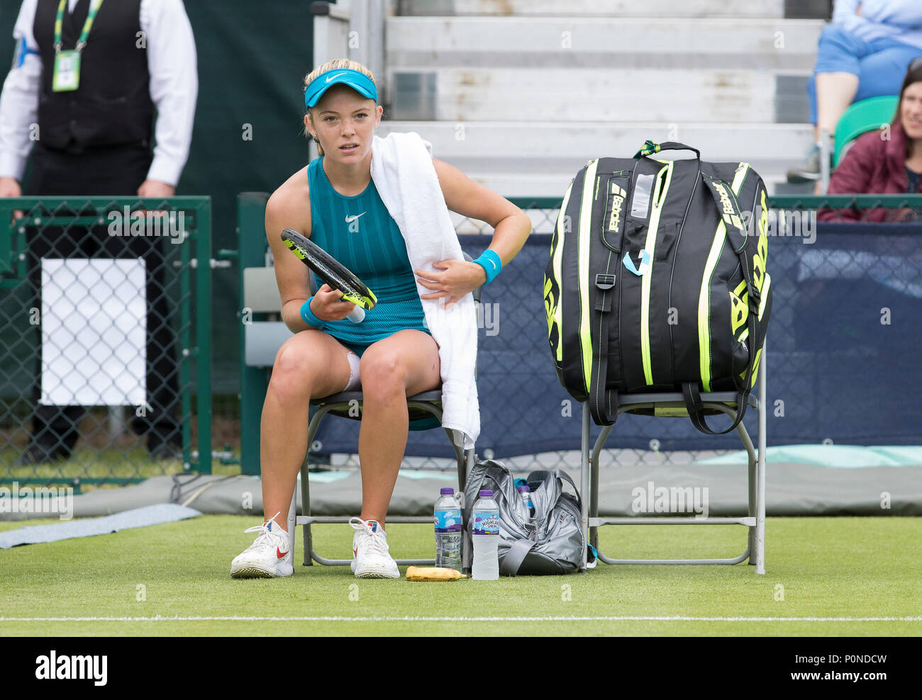 Katie Swan tennis in azione durante la natura Valle Open 2018 - Katie Swan giocatore di tennis Foto Stock