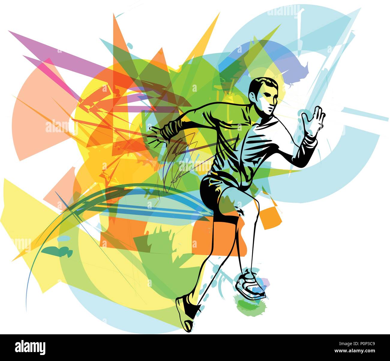 Sport Fitness runner uomo jogging illustrazione vettoriale Illustrazione Vettoriale