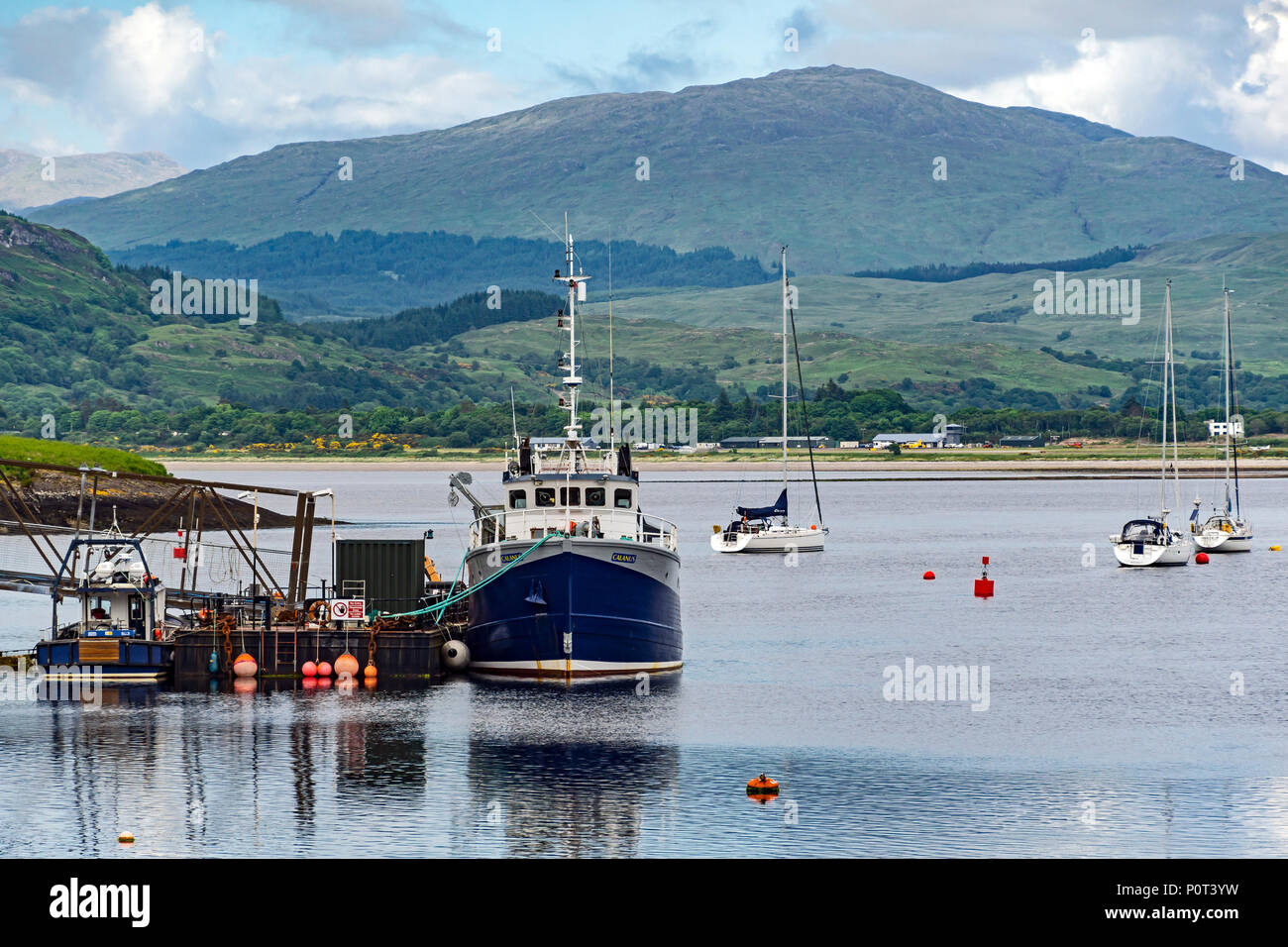 La Scottish Association for Marine Science (SAMS) nave di ricerca RV Calanus ormeggiato a Dunstaffnage vicino a Oban Argyll & Bute Scozia UK Foto Stock