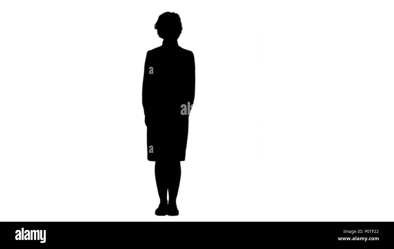Silhouette altoparlante allegro rendendo presentazione aziendale via matte Foto Stock