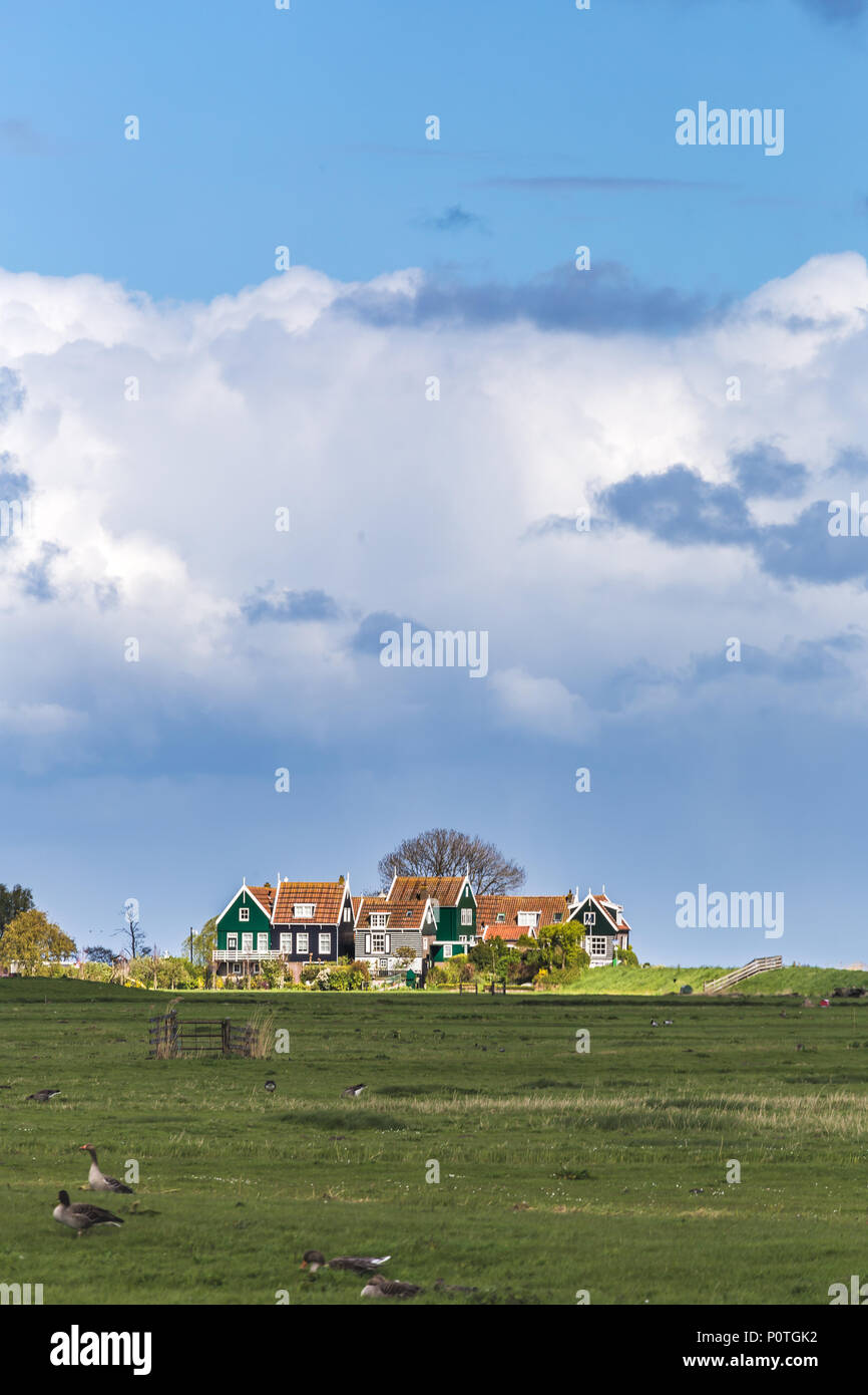 Caratteristiche case di legno di Marken, Waterland, North Holland Foto Stock