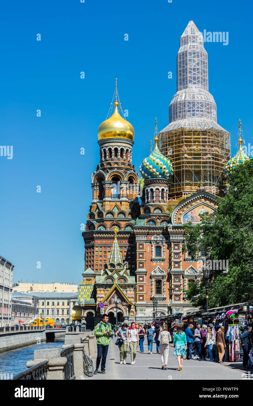 SAINT PETERSBURG, Russia - 24 May, 2018: Chiesa Ortodossa Spas na Krovi. Chiesa del Salvatore sul sangue versato o cattedrale della risurrezione di Chri Foto Stock