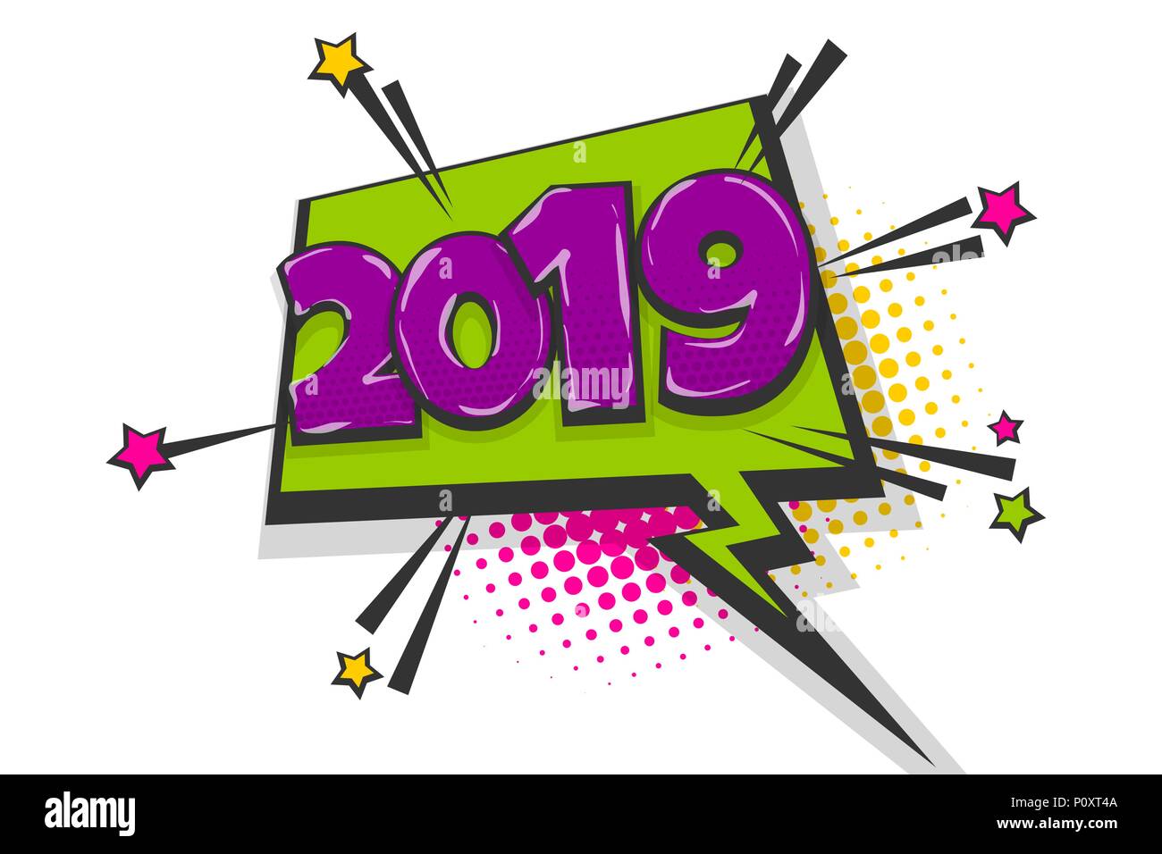 2019 anno pop art fumetto testo discorso bolla Illustrazione Vettoriale