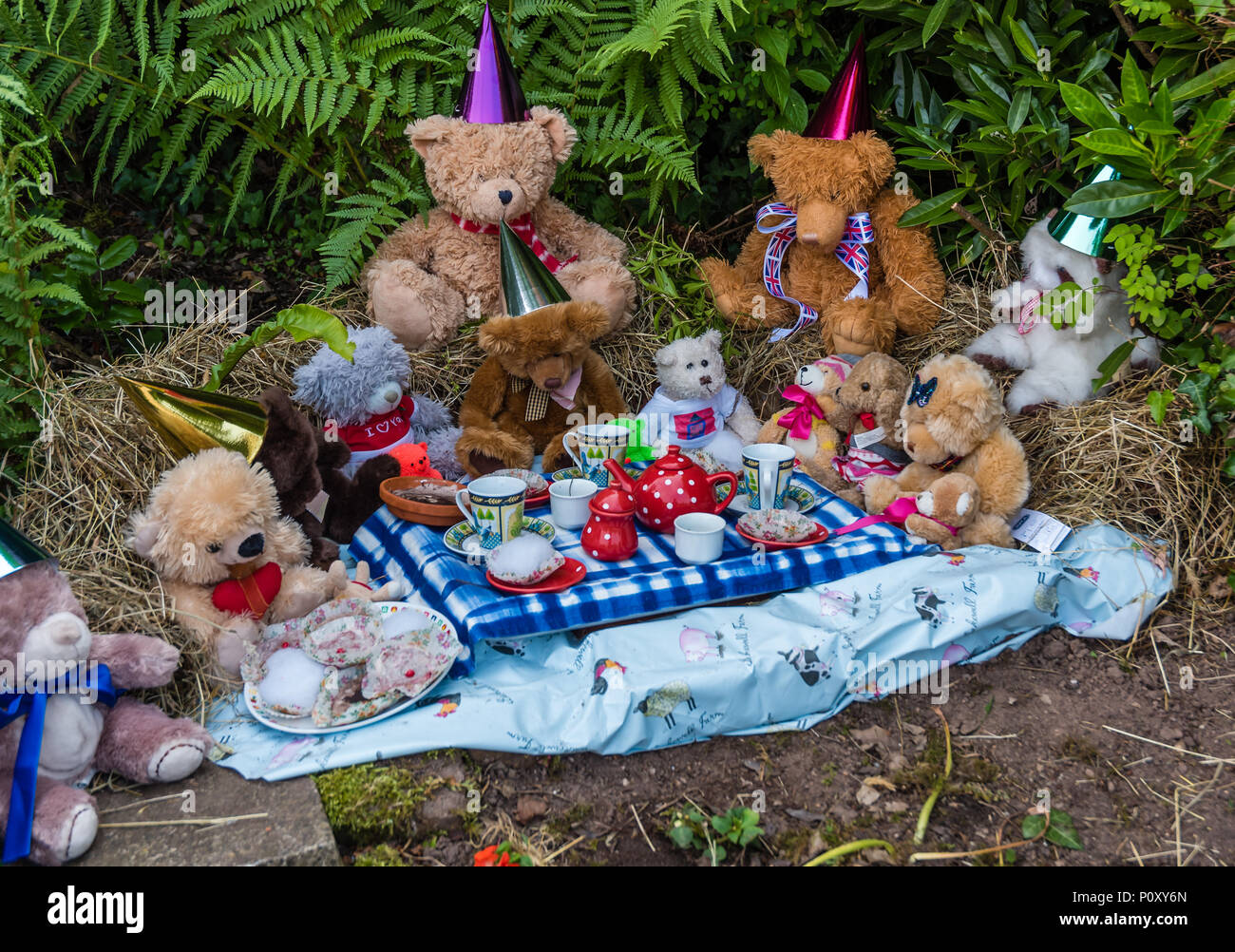 Teddy Bear Picnic, East Budleigh Spaventapasseri Festival Foto Stock