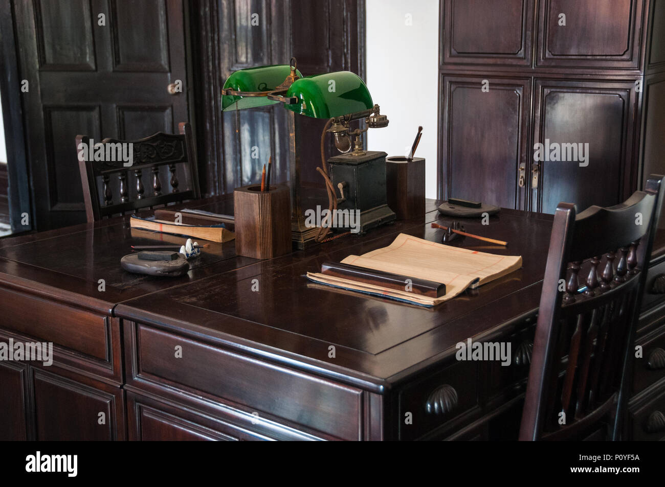 Un ufficio nella camera rossa dove il 1911 rivolta contro la dinastia Qing avviato. Wuhan, provincia di Hubei in Cina. Foto Stock