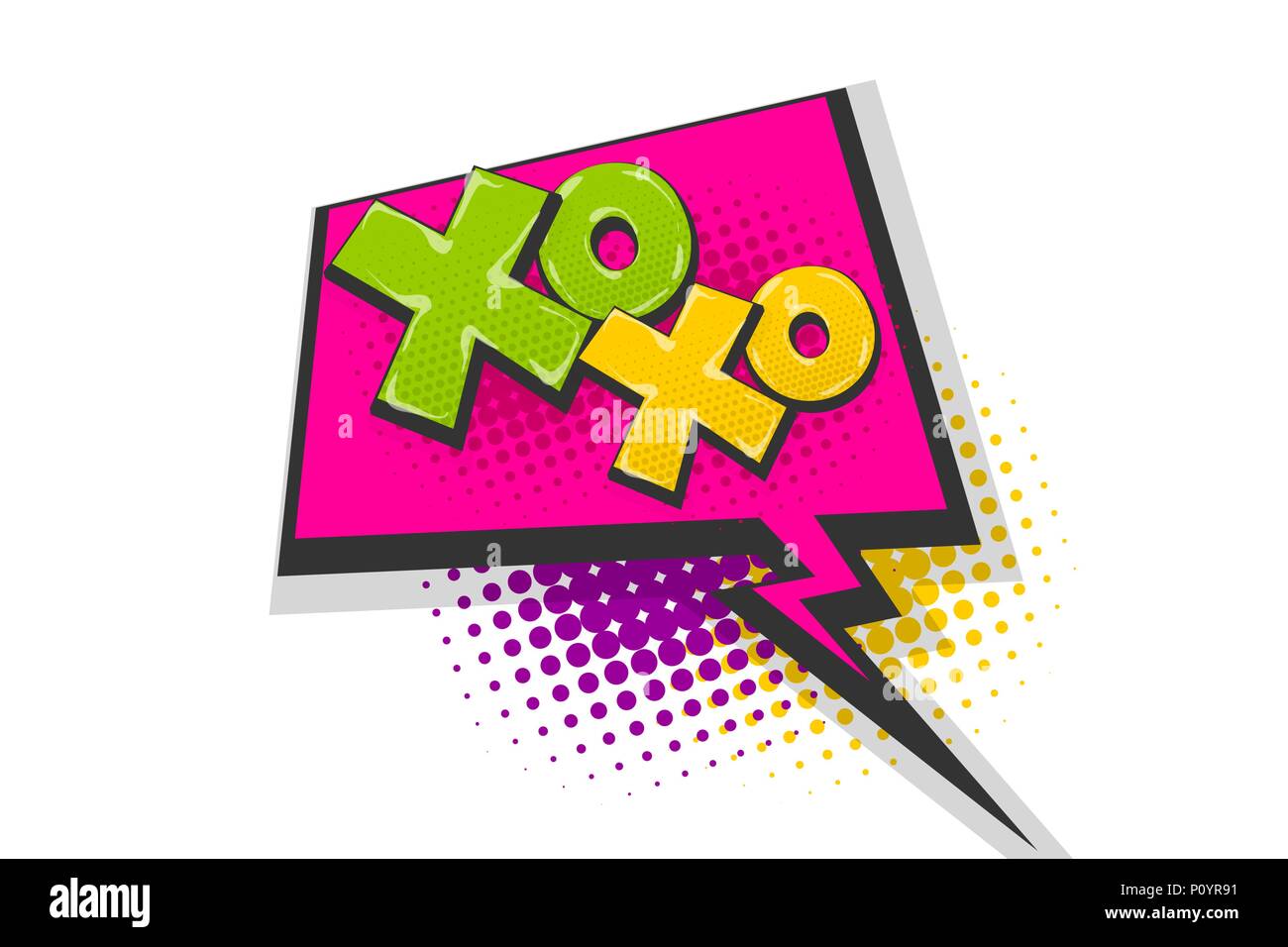Xoxo pop art fumetto testo discorso bolla Illustrazione Vettoriale