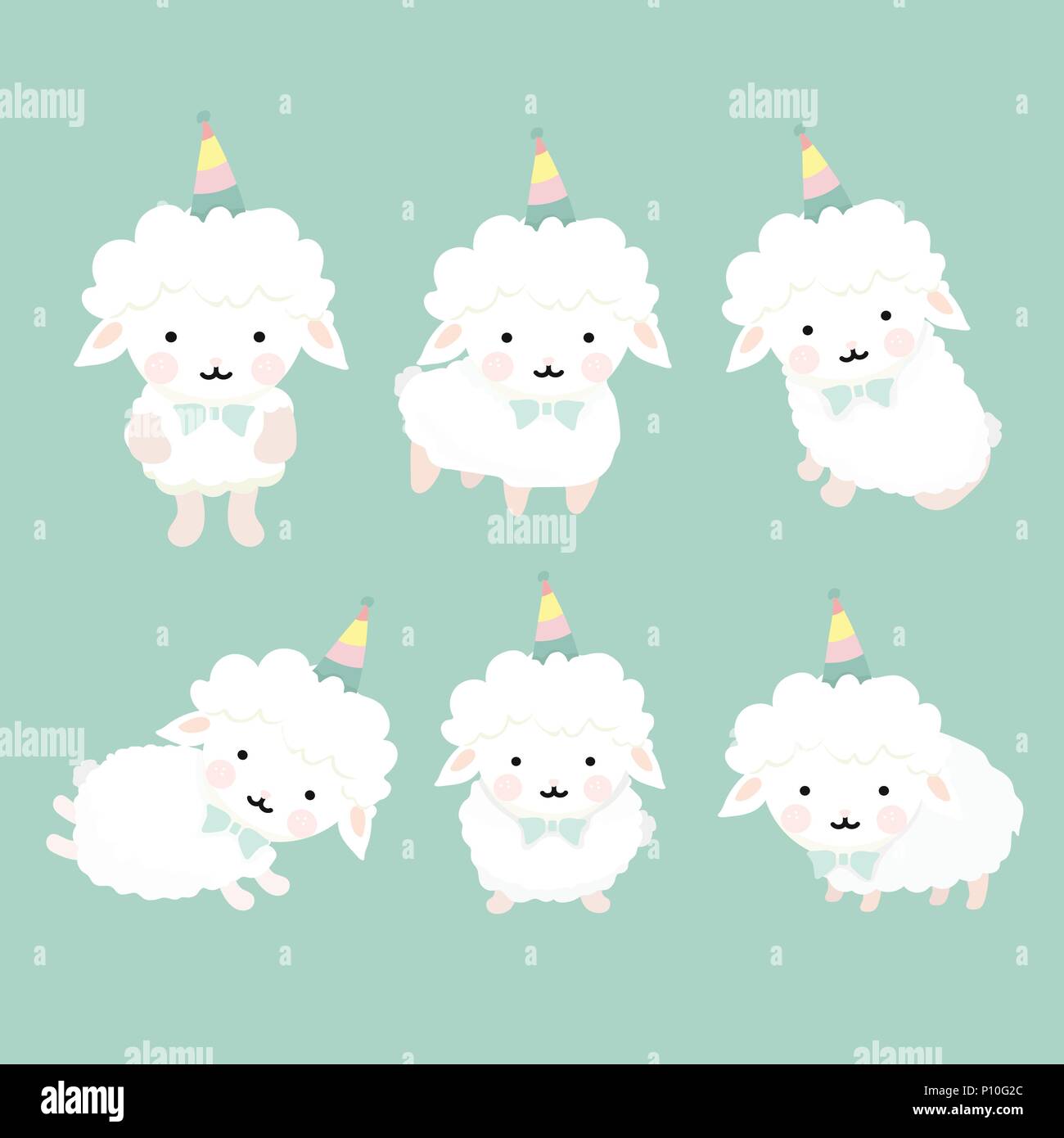 Cartoon carino pecore set. Illustrazione Vettoriale