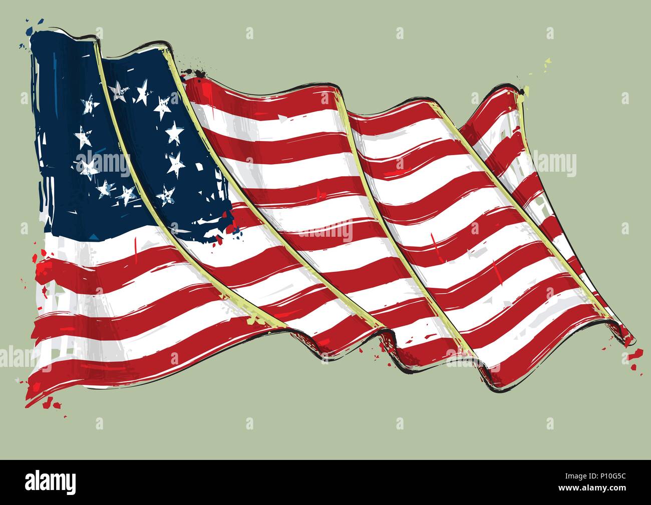 Vector grange illustrazione di una Rivoluzione Americana Betsy Ross sventola bandiera. Tutti gli elementi ordinatamente su ben definiti strati Illustrazione Vettoriale