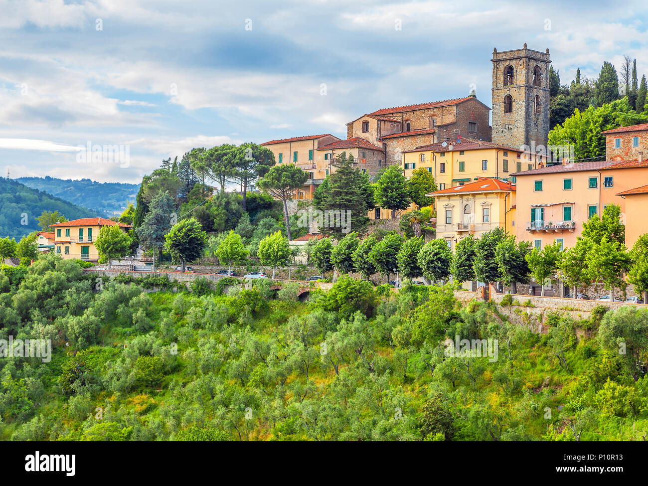 Italiano città medievale di Montecatini Alto in Toscana Foto Stock