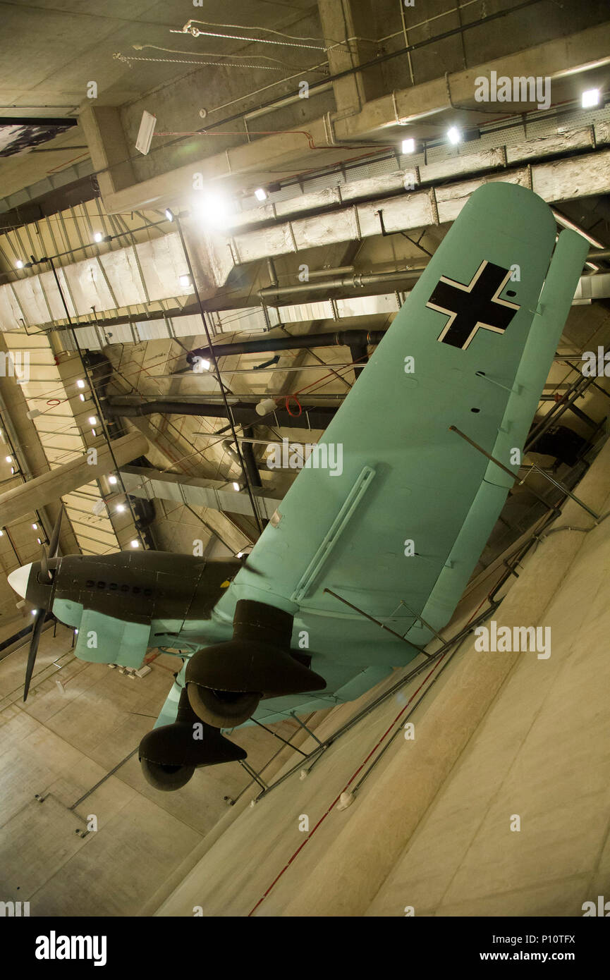 Il tedesco dive bomber Junkers Ju 87 Stuka come una parte di exhibion nel museo della Seconda Guerra Mondiale a Danzica, Polonia. 23 gennaio 2017 © Wojciech Strozyk Foto Stock