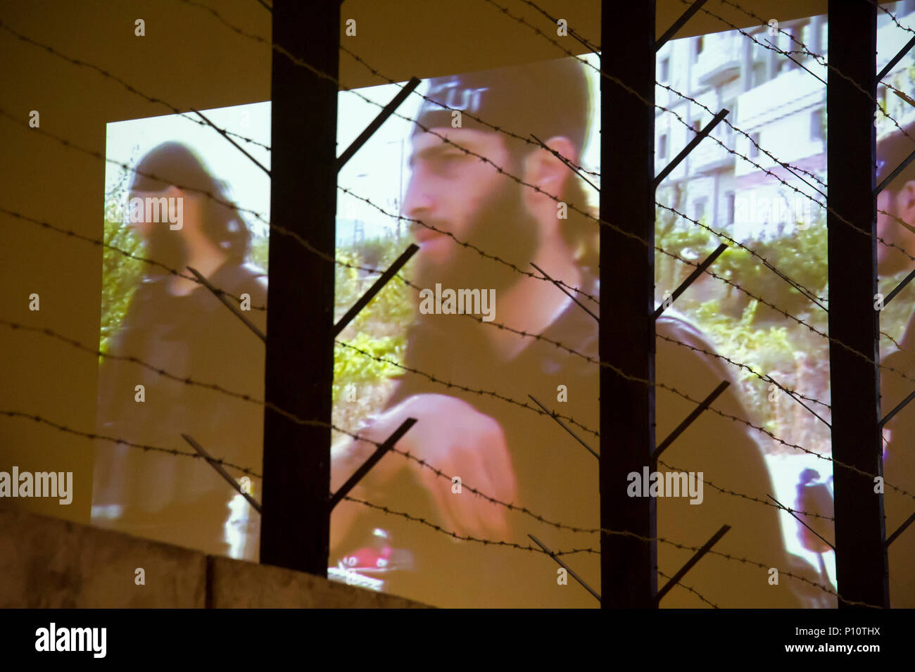 Guerra globale del terrore film come una parte di exhibion nel museo della Seconda Guerra Mondiale a Danzica, Polonia. 23 gennaio 2017 © Wojciech Strozyk / Alamy Stoc Foto Stock