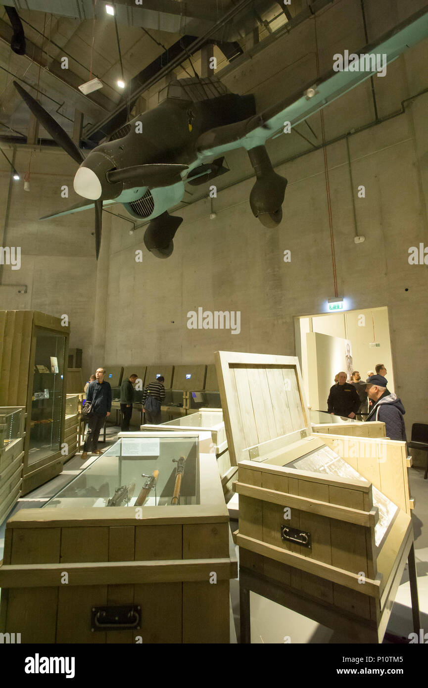 Il tedesco dive bomber Junkers Ju 87 Stuka come una parte di exhibion nel museo della Seconda Guerra Mondiale a Danzica, Polonia. 28 gennaio 2017 © Wojciech Strozyk Foto Stock