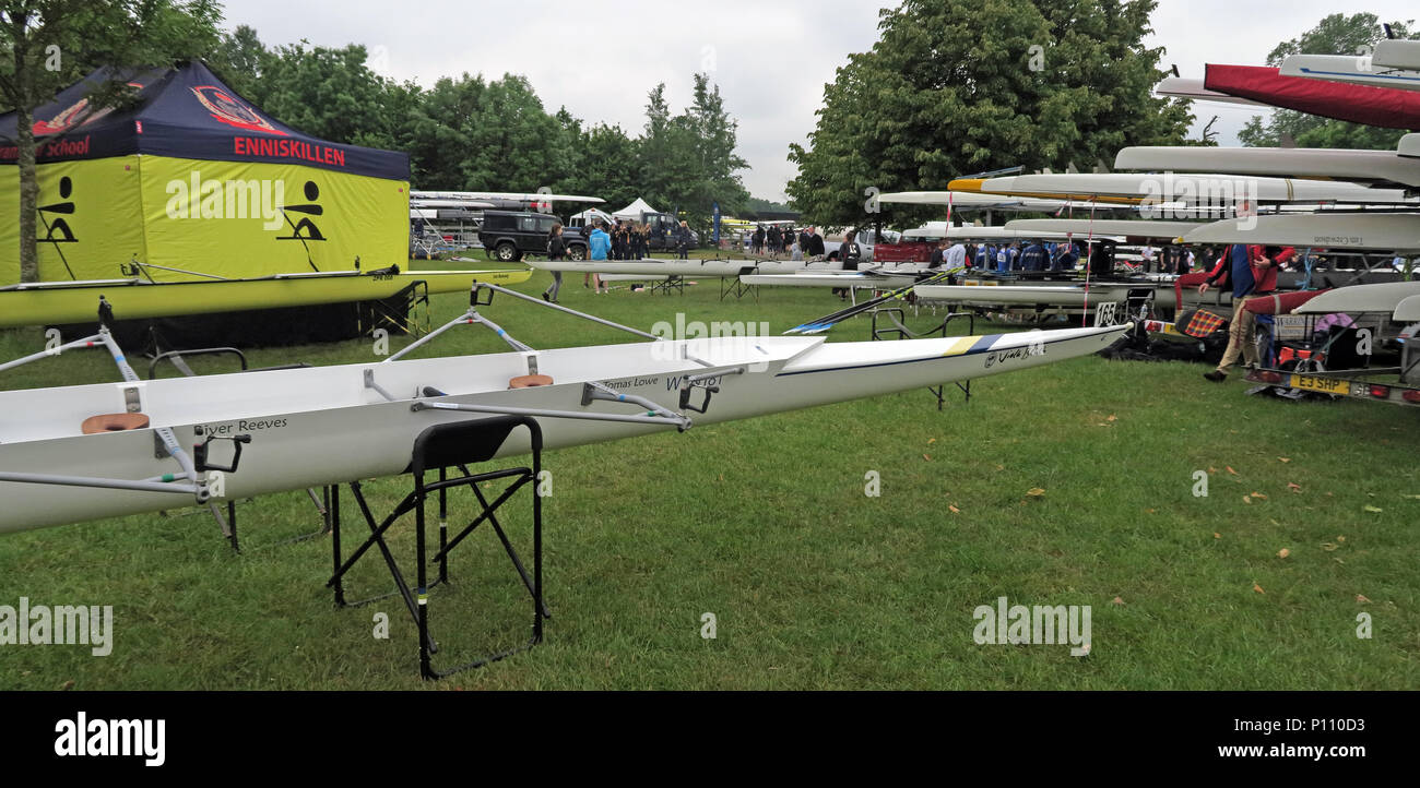 Viola spiaggia quad commemorativa barca da Warrington Rowing Club, chiamato a Dorney Centro di Canottaggio 25 Maggio 2018 Foto Stock