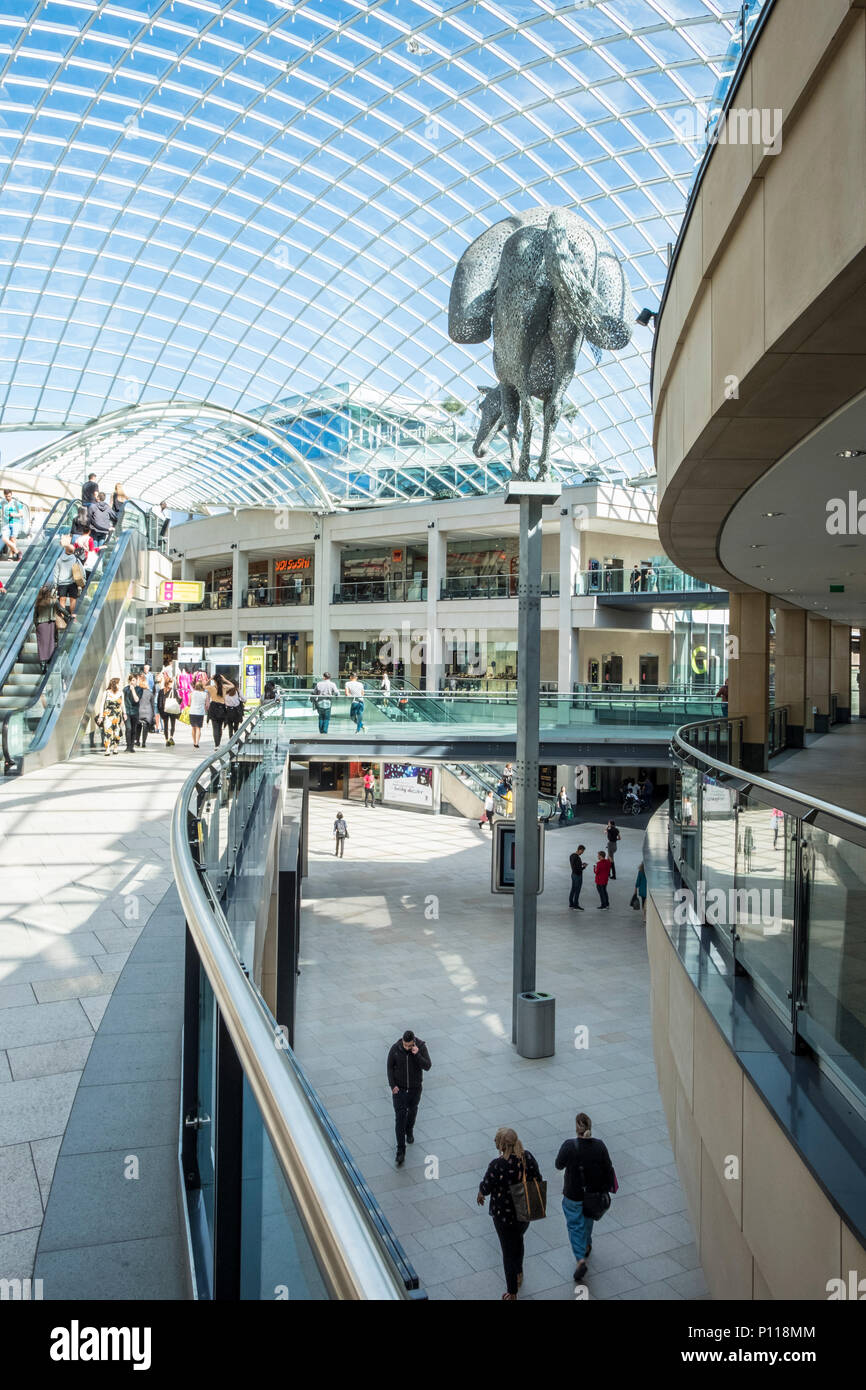 All'interno della Trinità Leeds shopping centre, Leeds, West Yorkshire, Inghilterra, Regno Unito Foto Stock