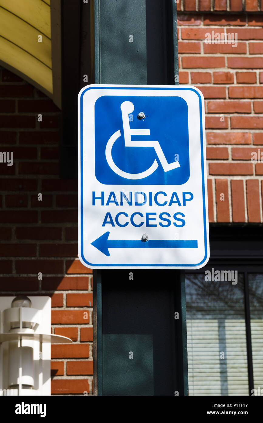 Segno "Handicap accesso' Foto Stock