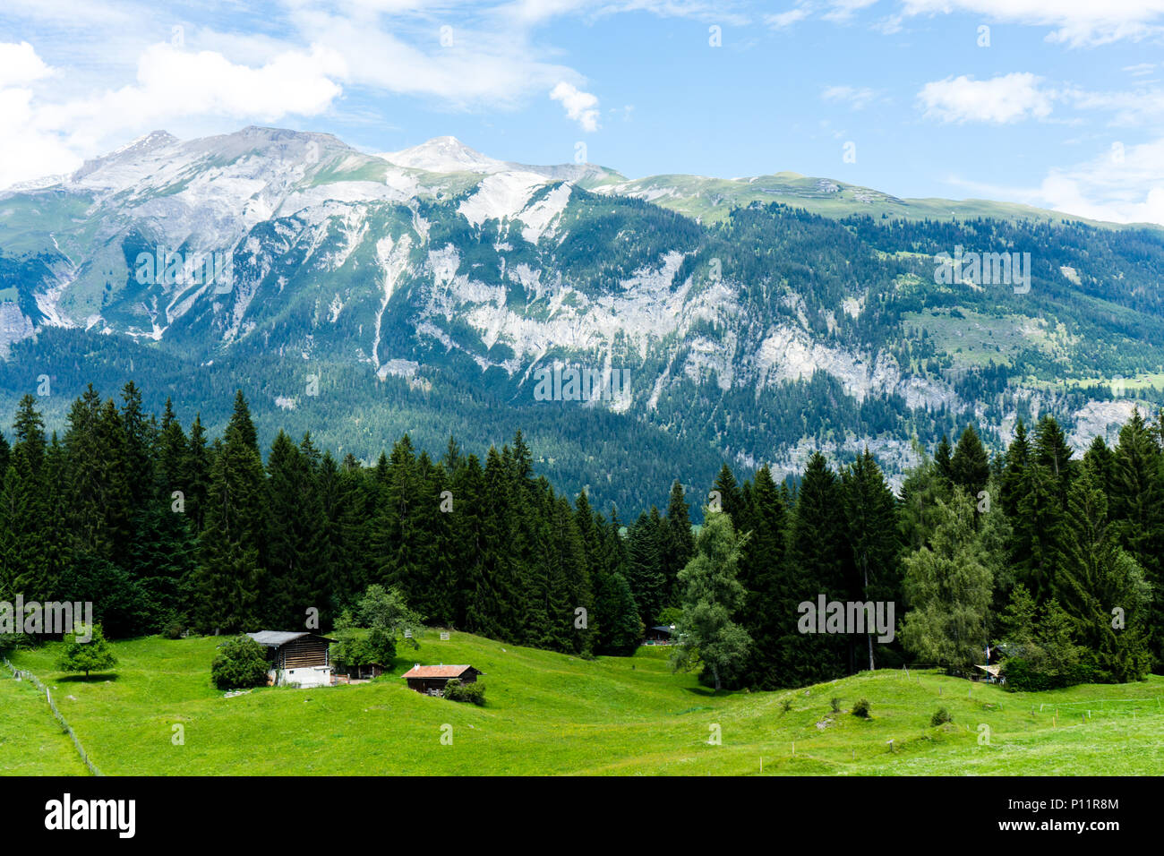 Alpi panoramica vista sulle montagne in flims svizzera Foto Stock