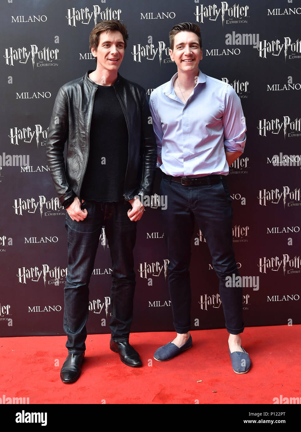 L'apertura del Harry Potter in mostra a Milano con: James Phelps Oliver Phelps Dove: Milano, Italia Quando: 10 maggio 2018 Credit: IPA/WENN.com * * disponibile solo per la pubblicazione in UK, USA, Germania, Austria, Svizzera** Foto Stock