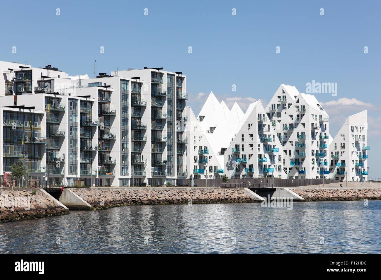 Porto di Aarhus e residenze di mare in Danimarca Foto Stock