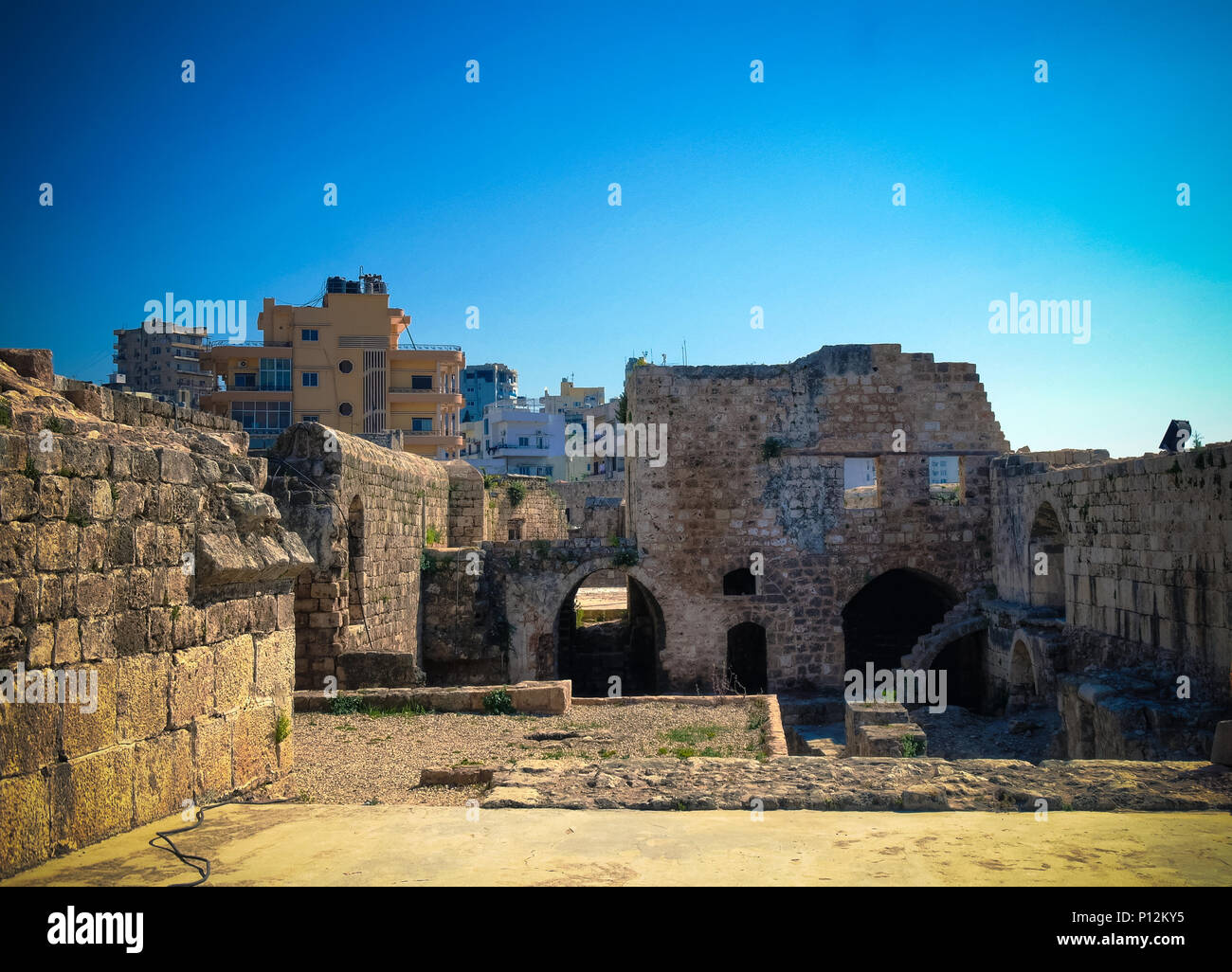 Panorama della cittadella di Raymond de Saint-Gilles aka Pellegrino Hill a Tripoli in Libano Foto Stock