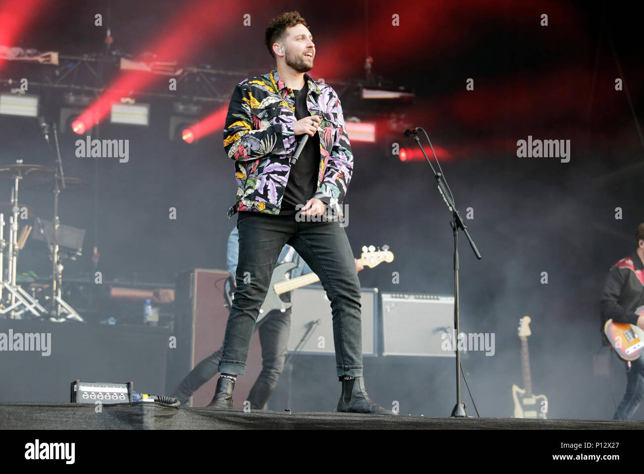 Josh Franceschi di voi me a sei esegue sul palco durante il Download Festival 2018 a Donington Park, Derby il 8 giugno 2018. Foto Stock