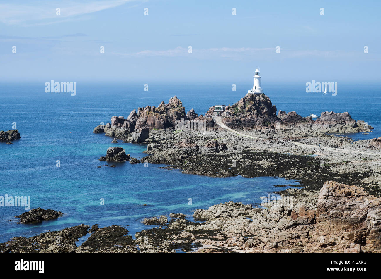 Bella la Corbière Lighthouse in St Brelade - Jersey, Isole del Canale Foto Stock