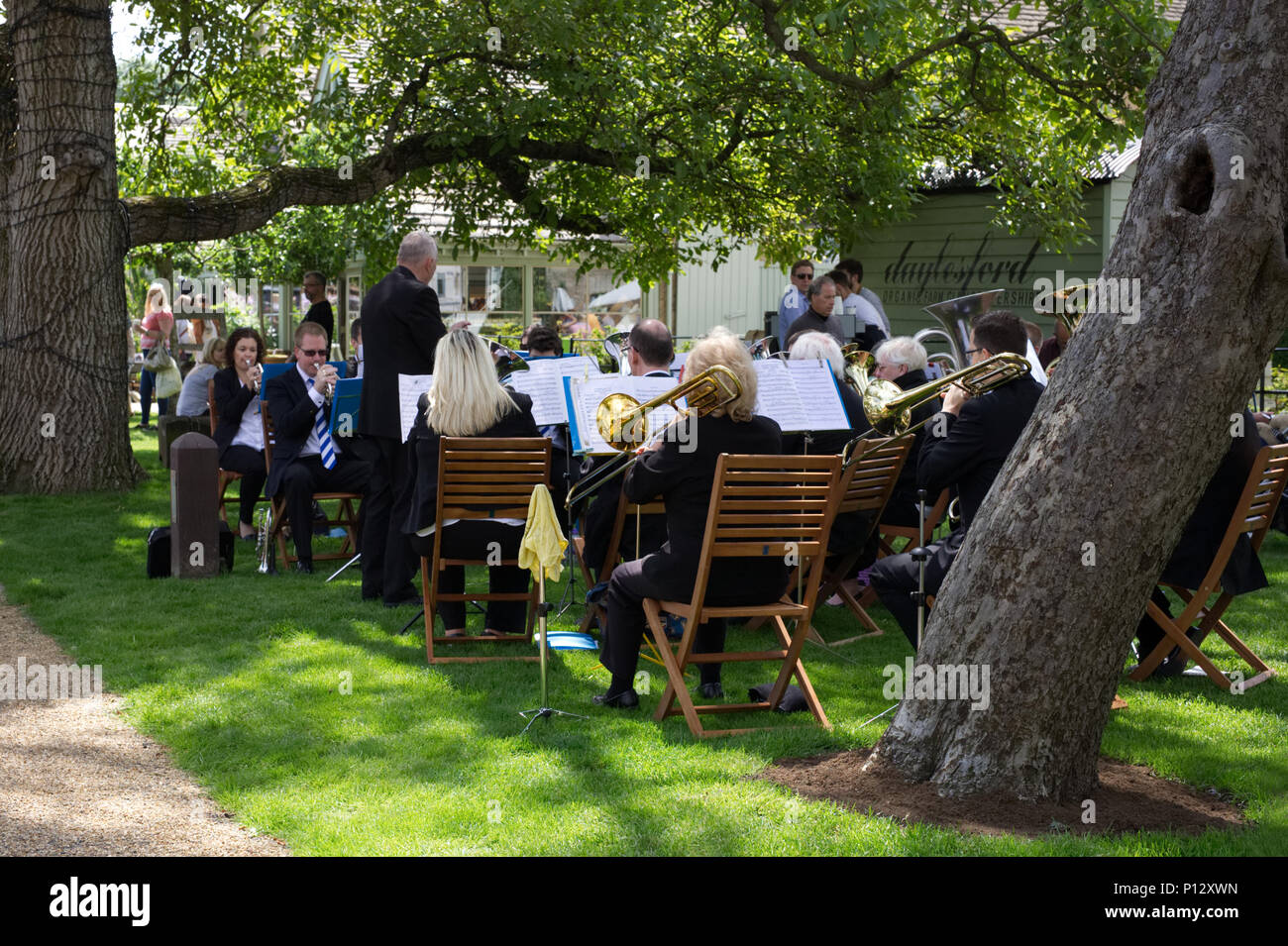 Oxford Cherwell Brass Band a Daylesford summer festival. Foto Stock