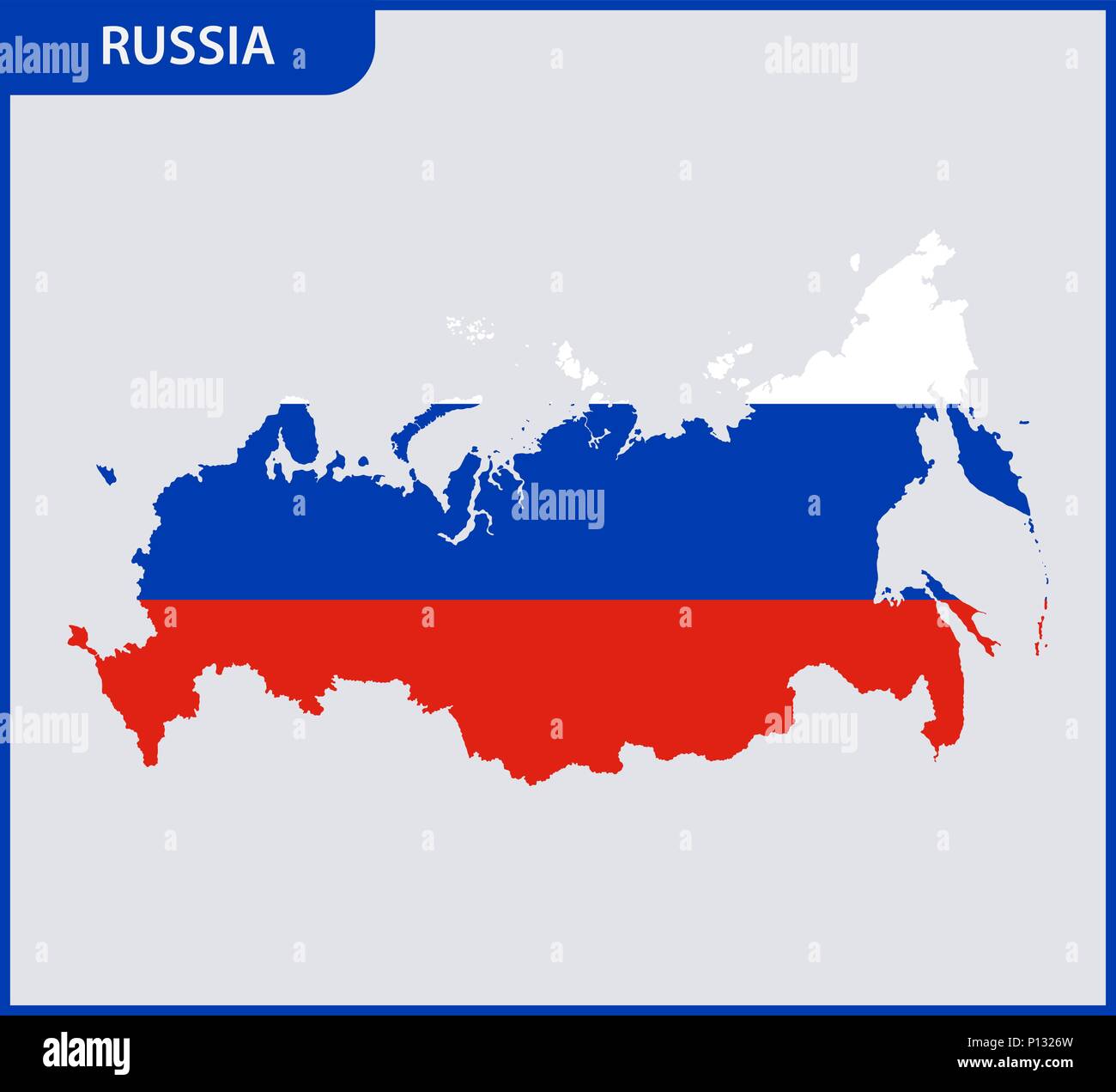 La mappa dettagliata della Russia. Federazione russa con la bandiera nazionale Illustrazione Vettoriale