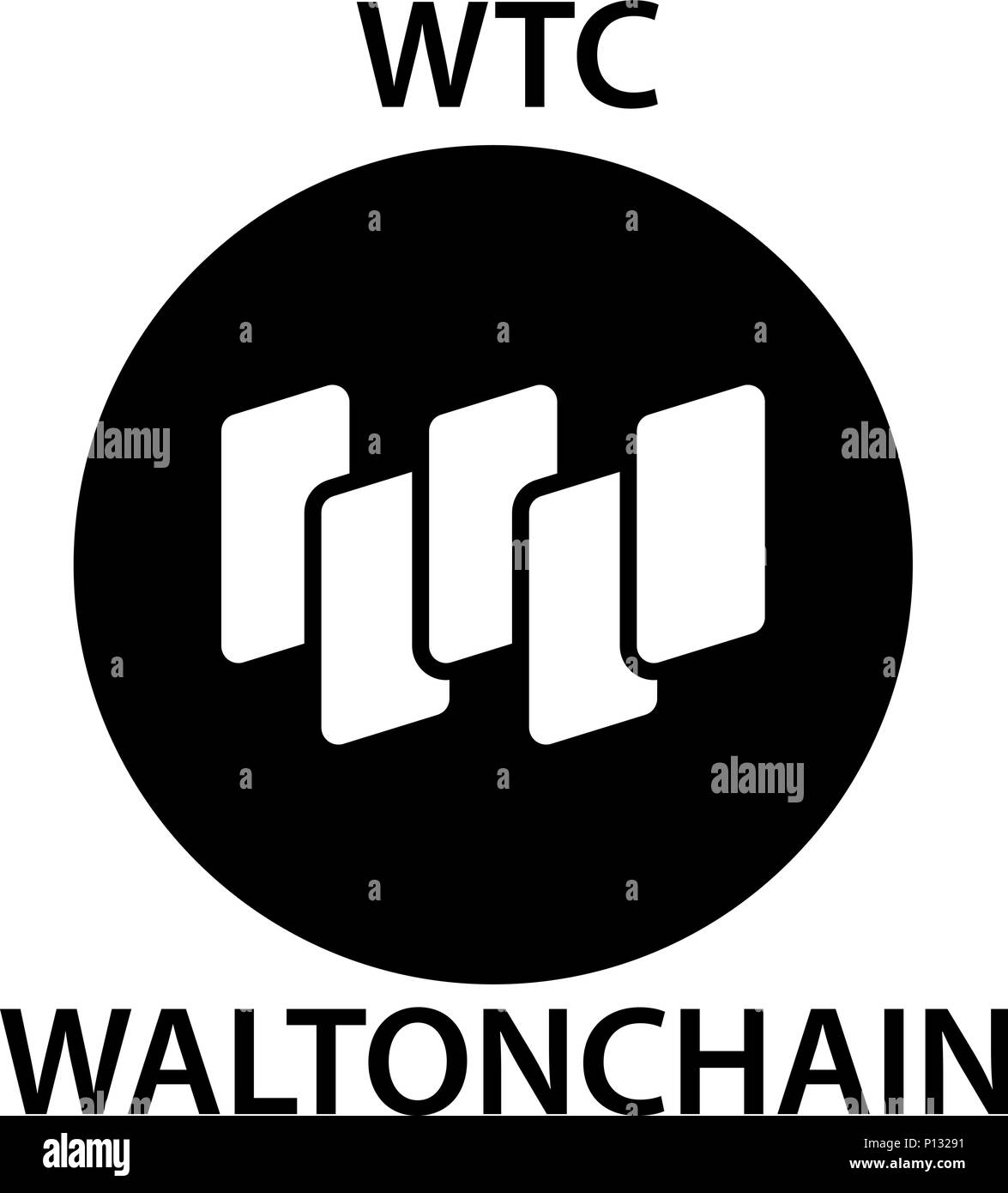 Coin WaltonChain cryptocurrency blockchain icona. Virtual electronic, denaro per internet o simbolo cryptocoin, logo Illustrazione Vettoriale