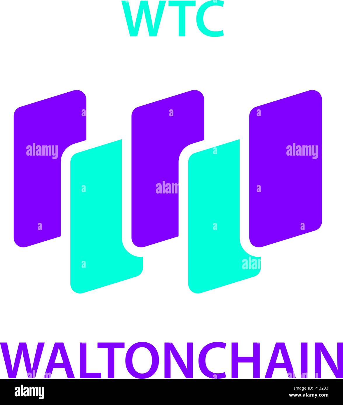 Coin WaltonChain cryptocurrency blockchain icona. Virtual electronic, denaro per internet o simbolo cryptocoin, logo Illustrazione Vettoriale